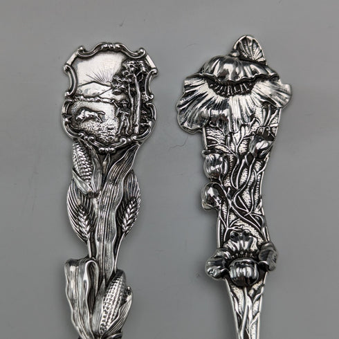 約 1900 年美國古董純銀紀念品湯匙 x6 茶匙大小總計 115 克